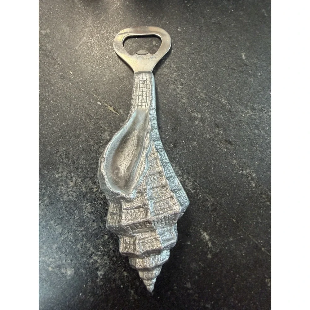 Arthur Court Seashell Conch Bottle Opener Aluminum Coastal‎ Beach Barware 6.75